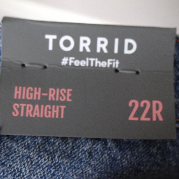 TORRID High Rise Straight Distressed Denim Jeans Ankle Cropped 22 Regular - Picture 8 of 13